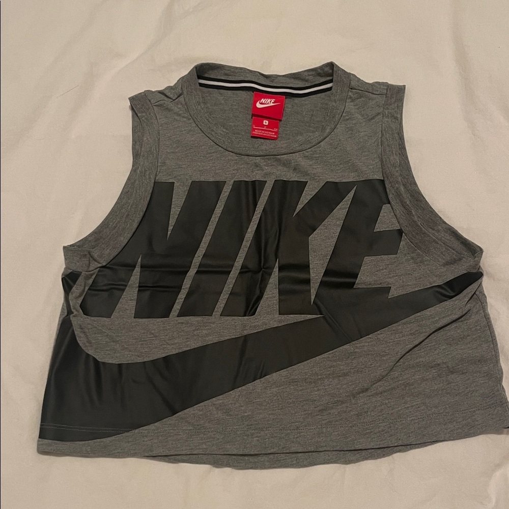 Nike Women's Charcoal and Black Crop Top Tank